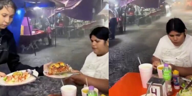 VIDEO VIRAL: Muestra a familia que no interrumpe su comida pese a fuerte aguacero