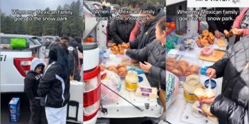 VIDEO VIRAL: Familia mexicana sorprende en parque de nieve de EU llevando sus propias tortas